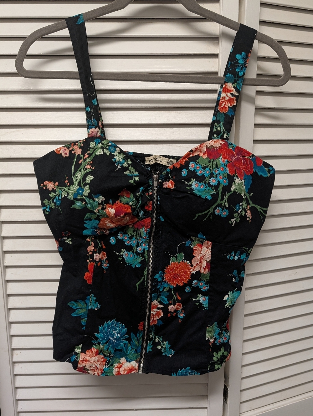 Liberty Love Black Floral Zip-Front Camisole